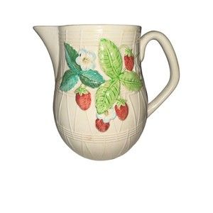 Large Beswick Strawberry majolica strawberries pitcher English  c1950